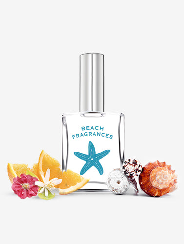 Beach Fragrances About Page image showing product plus some fruit